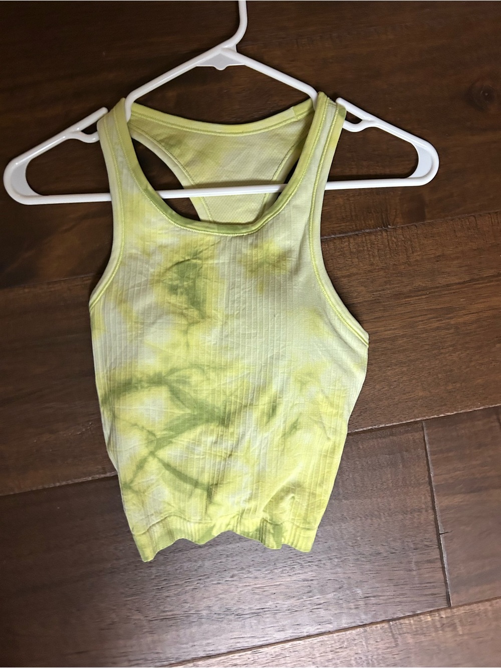 Green Tie Dye Lulumon Ebb to Street Ribbed Tank